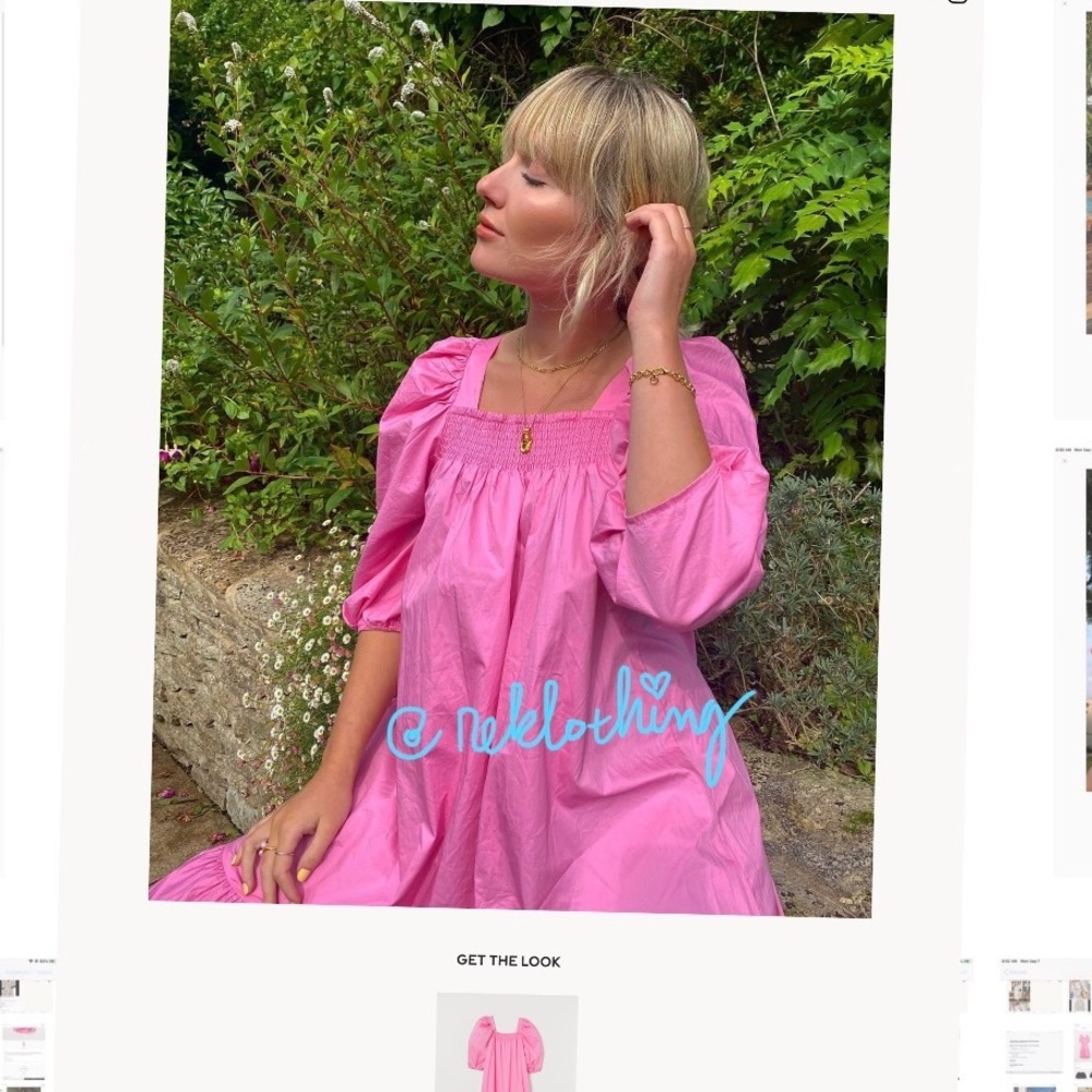 SOLD! Pink Square-neck Voluminous-puff shoulder - Picture 2 of 14